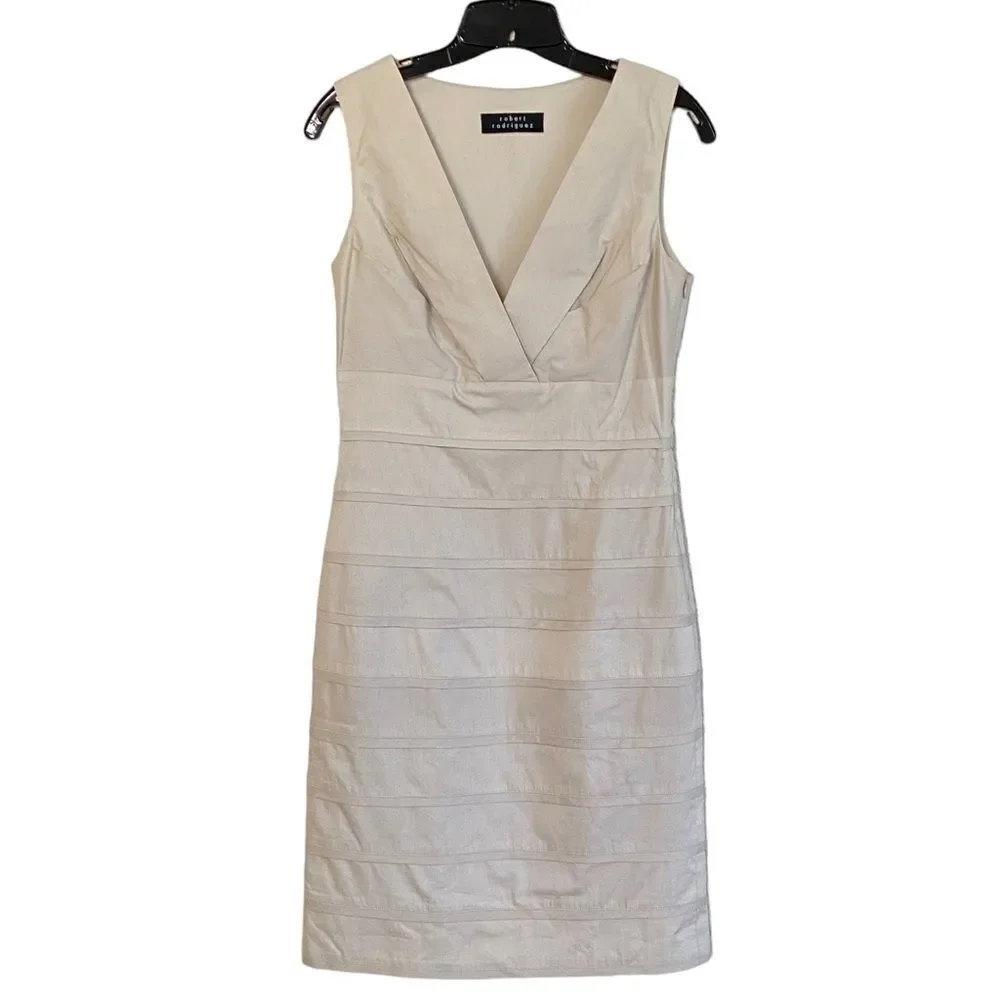 Robert RodriguezTan Tiered Sleeveless Sheath Dress Sz 8